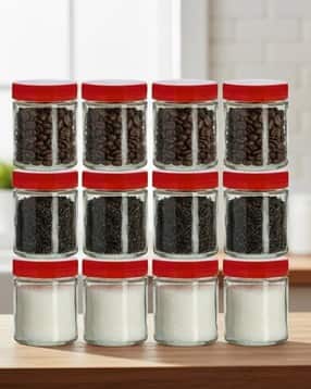 croco jar Pack of 12 Round Glass Jar with Plastic Red Cap-picture-21