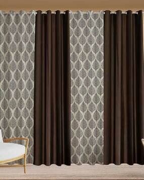 yukany Set of 3 Leaf Print Door Curtains with Eyelets Header-picture-32