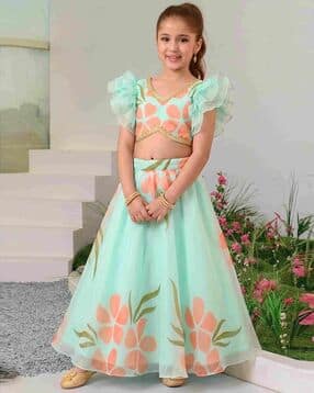 kidsflower Girls Floral Print Lehenga & Choli Set-picture-16
