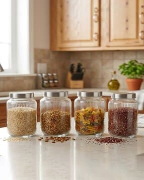 croco jar Pack of 4 Round Glass Storage Jars-picture-23