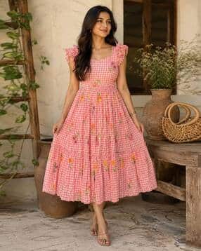 indie picks Checked Tiered Dress-picture-26