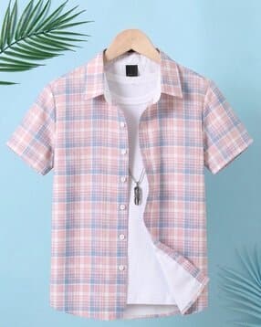 tior Boys Checked Relaxed Fit Shirt with Spread Collar-picture-41