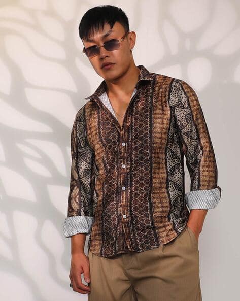 CAHOOT Men Regular Fit Spread-Collar Shirt