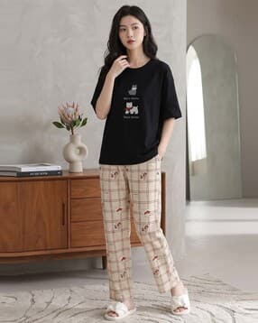 fyre rose Women Printed T-Shirt & Pyjamas Nightwear Set-picture-11