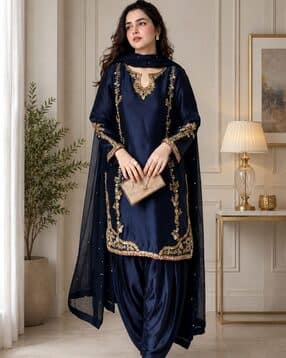 nyrika Women Embroidered 3-Piece Straight Kurta Set-picture-13
