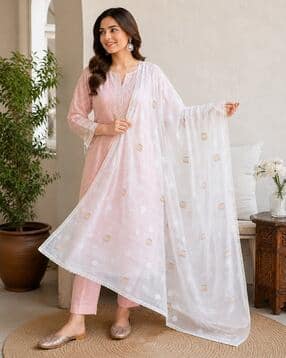 ebadat Women Geometric Print Dupatta with Stitch Detail-picture-23