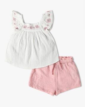 inf frendz Girls Embriodered Top & Shorts Set-picture-38