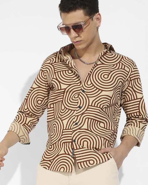 CAHOOT Men Printed Relaxed Fit Shirt with Spread Collar