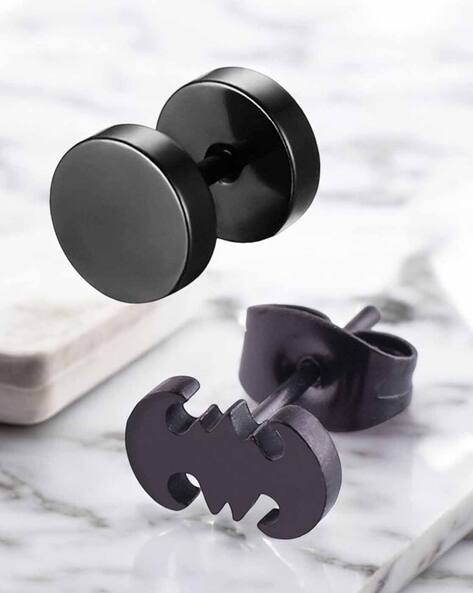 Oomph Men 2-Piece Dumbbell Stud Earrings