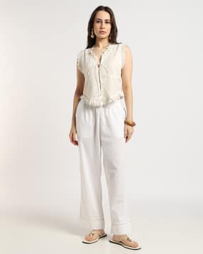 svrnaa by azorte Women Solid Cotton Flex Pants-picture-42