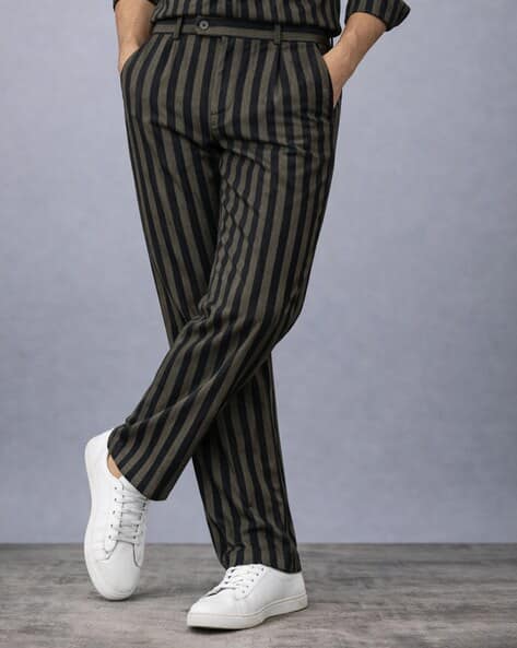 Buda Jeans Co Men Striped Relaxed Fit Trousers