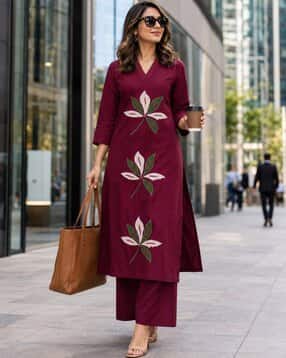 berrylicious Women Embroidered Cotton Kurta & Palazzos Co-Ord Set-picture-51