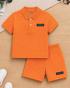 Boys Knitted Polo T-Shirt & Shorts Set-image-41