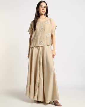 svrnaa by azorte Embroidered Crop Top & Palazzo Set-picture-16