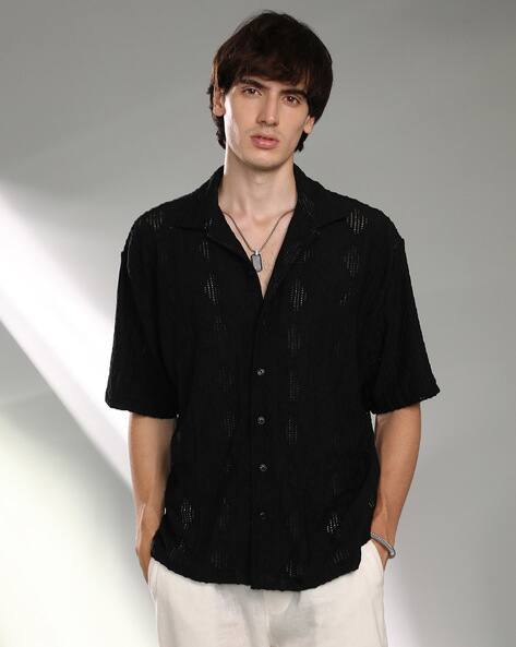 CAHOOT Men Printed Oversized Fit Shirt with Cuban Collar