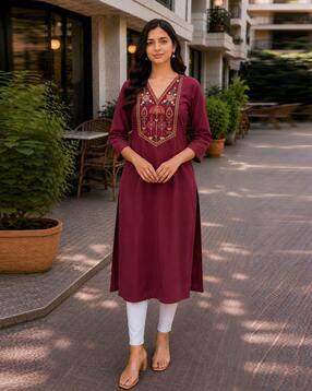 acai Women Embroidered Straight Kurti-picture-17