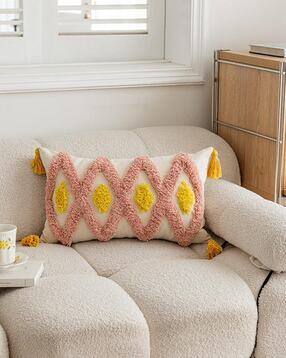 Geometric Tufted Cotton Rectangle Pillow Cover 19" x 12"-image-45