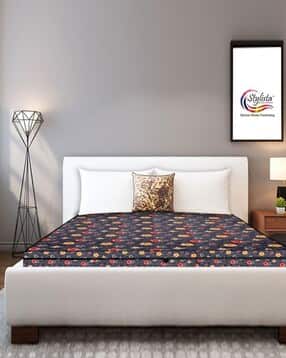 stylista King Size Mattress Stylista Mattress Protector Hypoallergenic/Waterproof Polyester Zippered, King Size, WxLxH (Inch) - 72x75x5, Floral Pattern Grey-picture-32