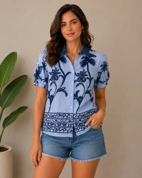 buda jeans co Women Embroidered Relaxed Fit Shirt-picture-17