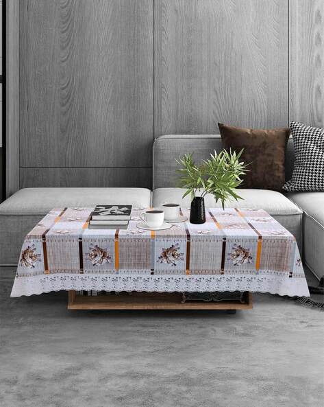 Stylista Premium PVC Center Table Cover with Stylish Lace Border