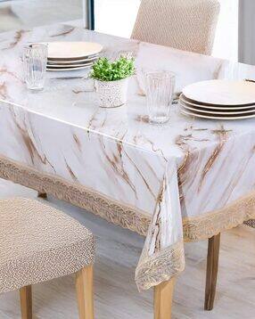 stylista Premium PVC Dining Table Cover with Stylish Lace Border -picture-18