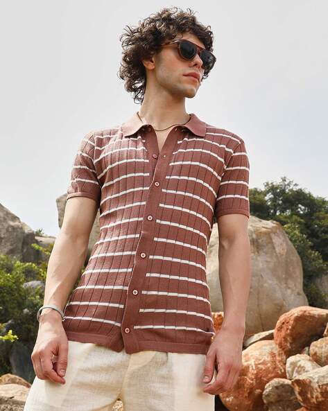 CAHOOT Men Stripes Regular Fit Shirt