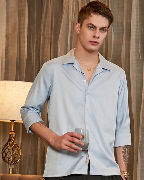CAHOOT Men Cuban-Collar Regular Fit Shirt
