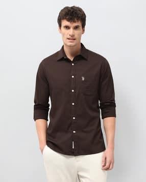 Men Tailored Fit Dobby Shirt with Patch Pocket-image-23