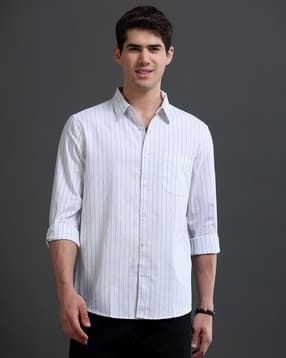 british club Men Striped Oxford Slim Fit Shirt with Patch Pocket-picture-15