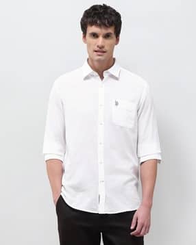 Men Regular Fit Shirt with Patch Pocket-image-11