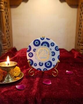 homearte india Marble Round Evil Eye Gaytri Mantra Showpiece -picture-40