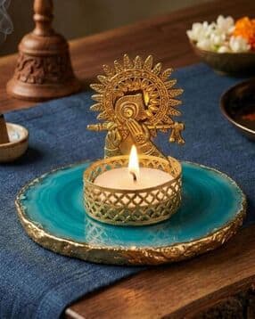 homearte india  Agate Metal Krishna Bansi Tealight-picture-28