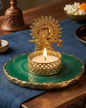 homearte india  Agate Metal Krishna Bansi Tealight-picture-14