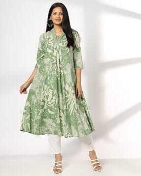avaasa mix n' match Women Tropical Print Flared Kurta-picture-10