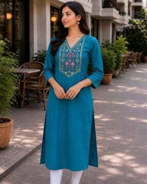 acai Women Embroidered Straight Kurti-picture-18