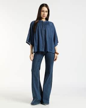 svrnaa by azorte Solid Embroidered Cotton Dobby Top-picture-44