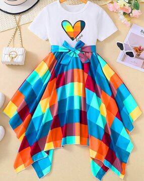 styleconnect Girls Printed Round-Neck Fit & Flare Dress -picture-46