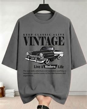 buda jeans co Men Typographic Print Oversized Fit T-Shirt-picture-38