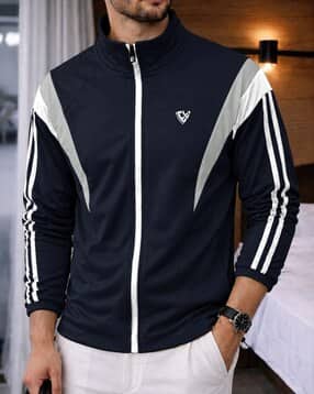 eyebogler Men Colourblock Regular Fit Zip-Front Jacket-picture-0