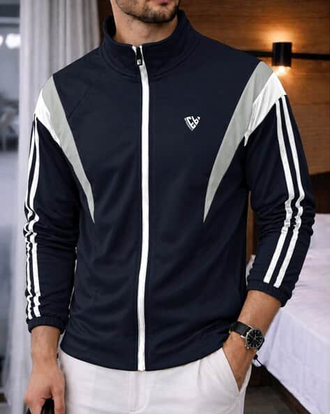 EYEBOGLER Men Colourblock Regular Fit Zip-Front Jacket