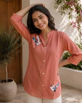 nyrika Women Embroidered Straight Tunic with Mandarin Collar-picture-26