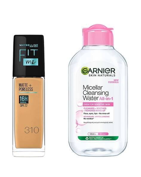 Maybelline New York Fit Me Liquid Foundation 310 With Garnier Micellar Cleansing Water Combo
