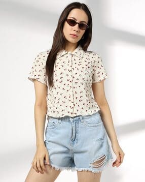 rio Women Floral Print Regular Fit Cropped Shirt-picture-11