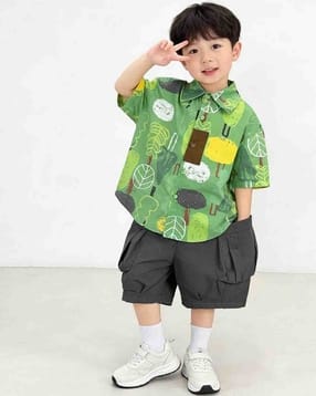fastdeal x ag Boys Floral Print Shirt with Shorts Set-picture-13