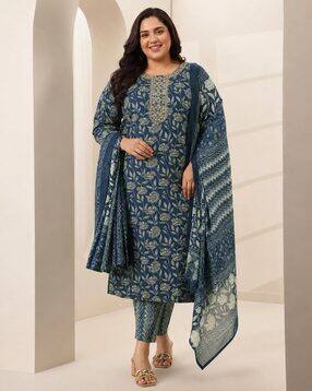 extra love by libas Women Floral Print Straight Kurta Suit Set-picture-1
