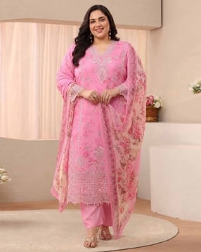 extra love by libas Women Embroidered Straight Kurta Suit Set-picture-20