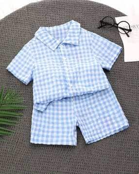 Boys Checked Shirt with Shorts Set-image-40