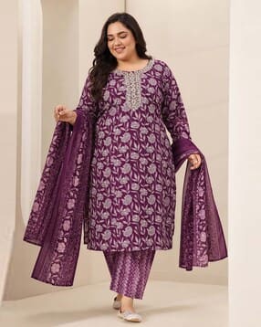 extra love by libas Women Floral Print Straight Kurta Suit Set-picture-12