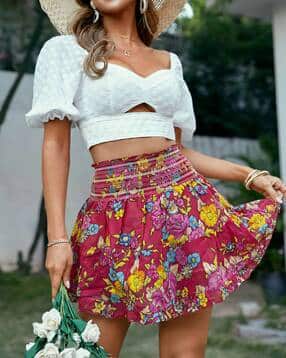 buda jeans co Women Floral Print Flared Skirt-picture-21