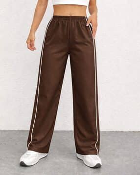 paralians Women Mid-Rise Wide Track Pants with Elasticated Drawstring Waist -picture-13